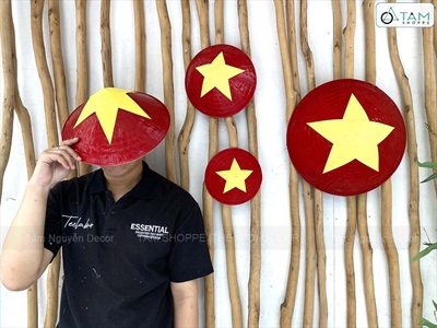 Nón lá trang trí phong cách cờ Đỏ sao Vàng [4 Size] NON-T-02